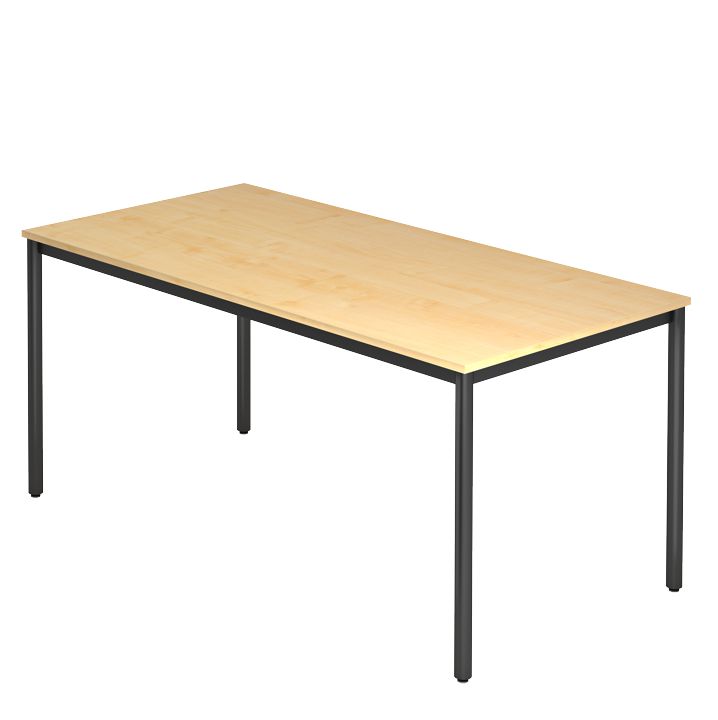 Tisch D-Serie, Fuß rund, 160 x 80 cm, Schwarz/4 Dekore